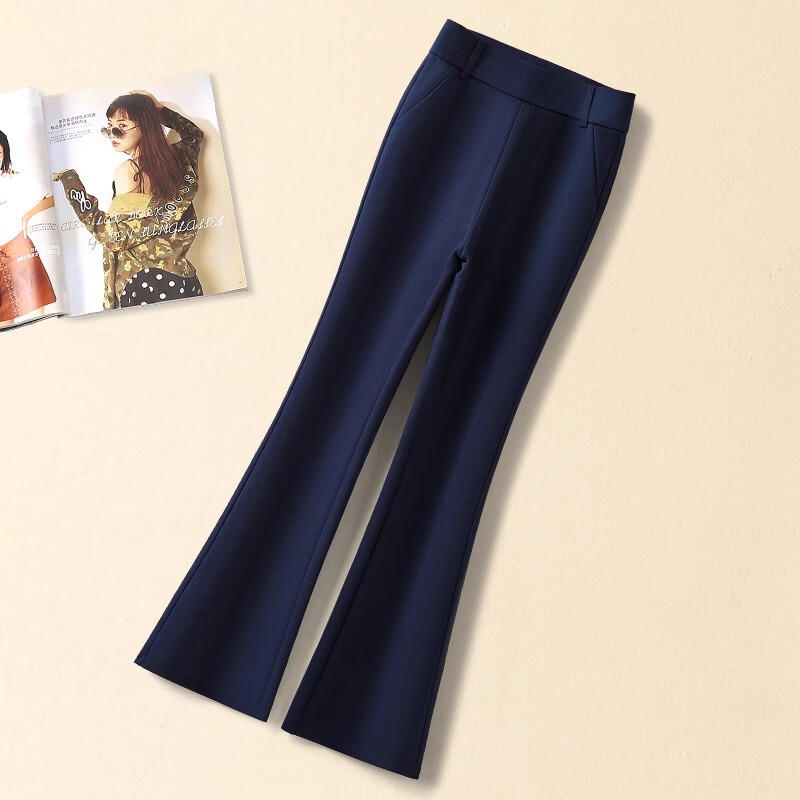 2026 New Spring Collection Black Flared Pants for Women, High-Waisted, Cropped, Casual, Stretchy, Fleece-Lined, Straight-Leg Flared Trousers for Autumn and Winter