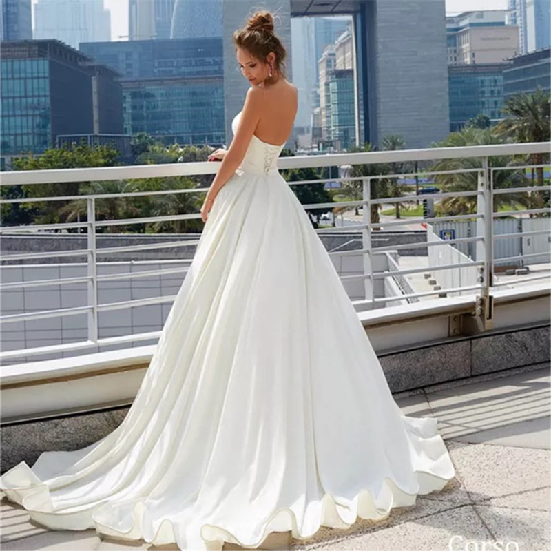 Amazon europeo y americano 2021 satén vestido de novia vestido largo flaco hombro miel Amazon dama de honor grupo image 4