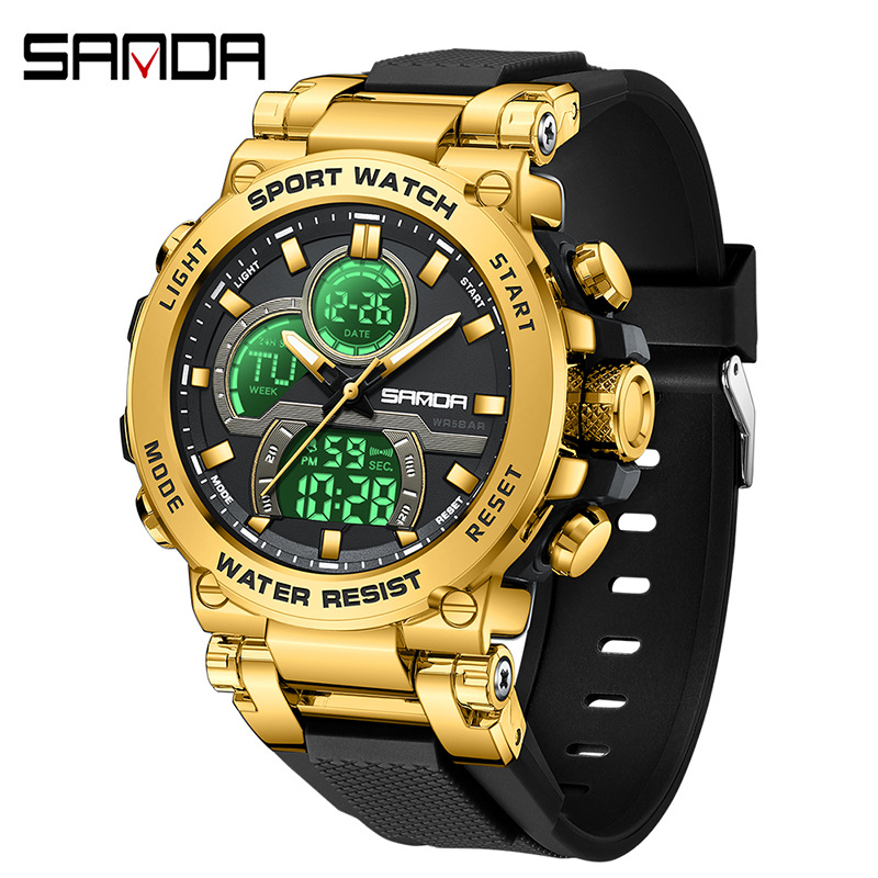 SANDA reloj electrónico transfronterizo personalidad cool reloj de pulsera estudiantes luz nocturna multifuncional moda reloj de pulsera para hombres 6183