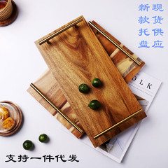 Nordic wood-plated tray household coffee dessert plate creative tea ceremony decorative item loquat wood handle steak sushi dinner plate