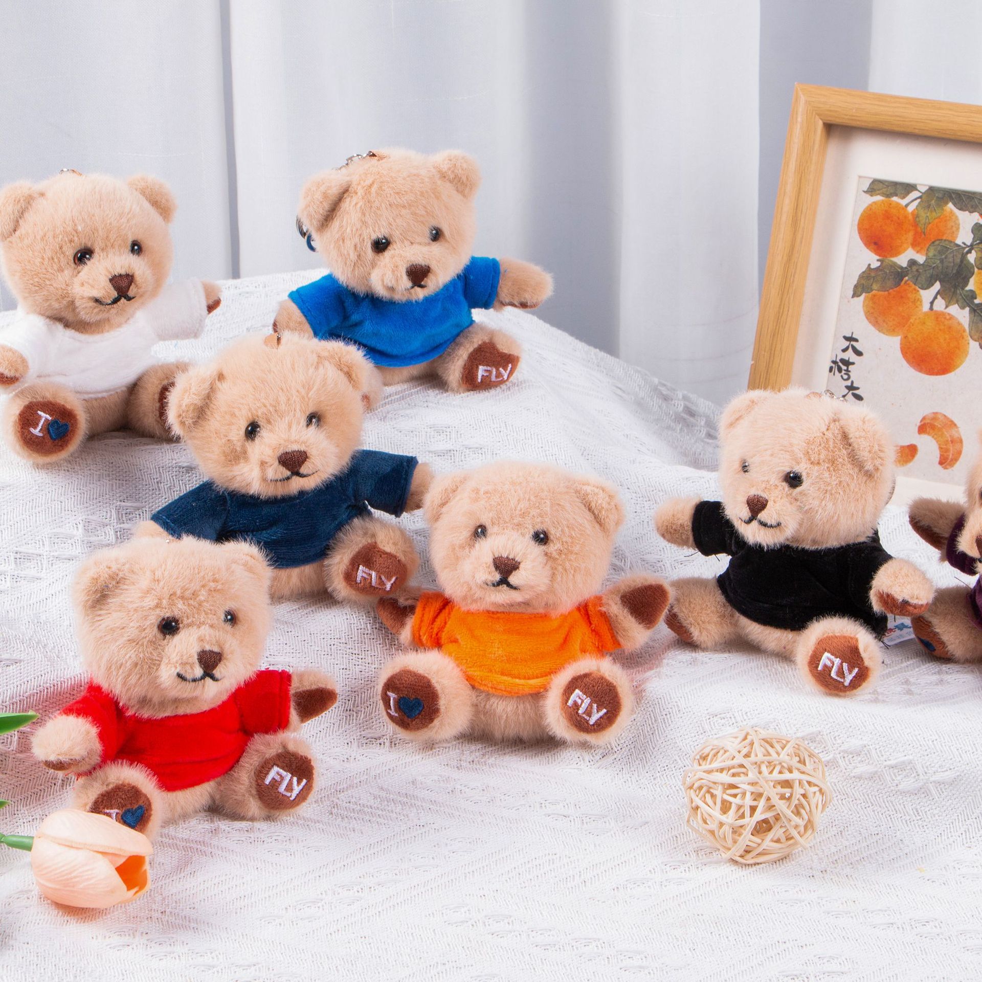 Teddy Bear Keychain Colgante logotipo impresa mochila juguetes de peluche regalos de graduación al por mayor