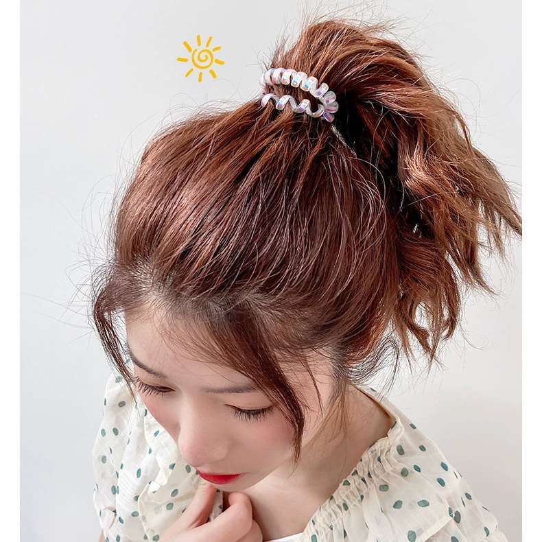 Проволока для волос Telephone Coil Hair Rope (П ponytail) — матовая и прозрачная, корейский простой элегантный, ассорти цветов