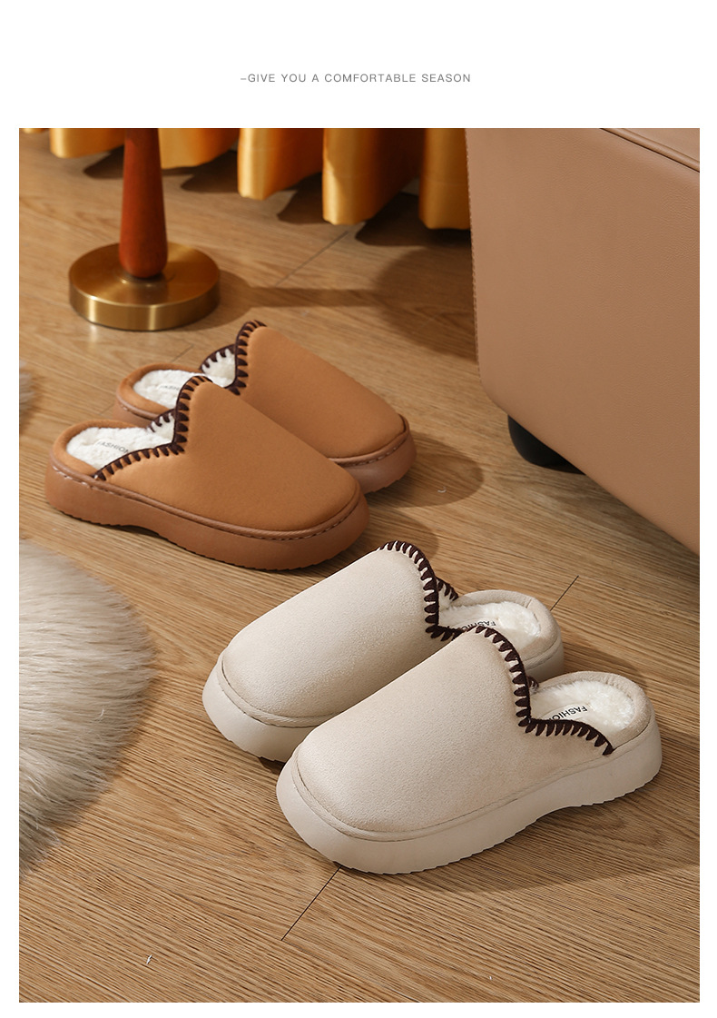 Autumn and winter home 4.0 thick slippers women's indoor and outdoor thick sole warm cotton slippers_voghion.com