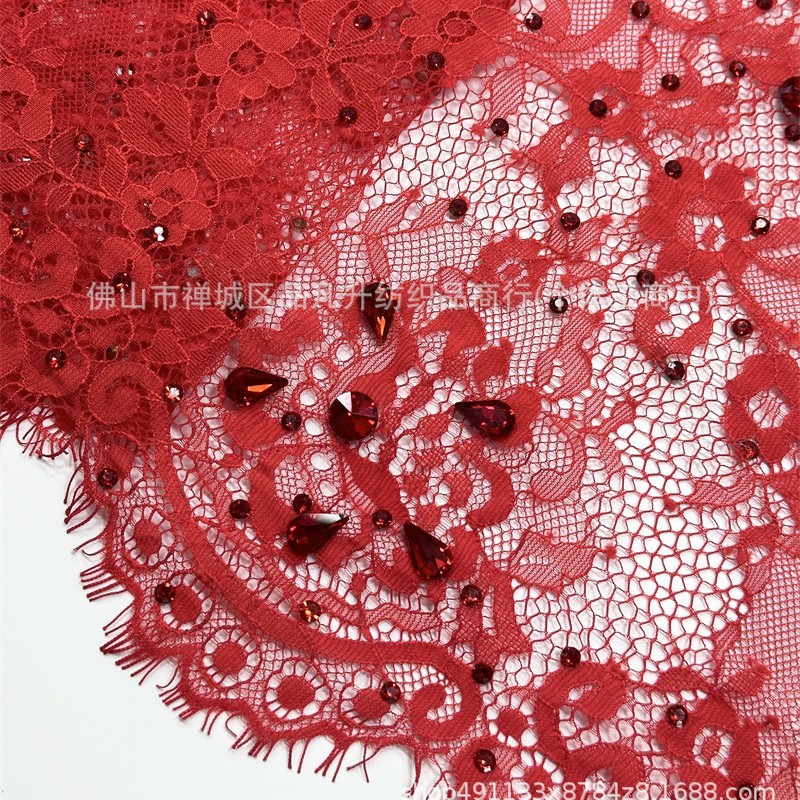 Moda clásica europea y americana vestido de boda vestido de moda cena tela de encaje de lujo alta fijación tela de perforación caliente image 4