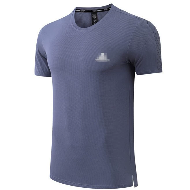 Нейлоновая быстросохнущая футболка мужская для фитнеса и бега, свободная летняя одежда с круглым вырезом из ледяного шелка, спортивная мужская одежда с короткими рукавами