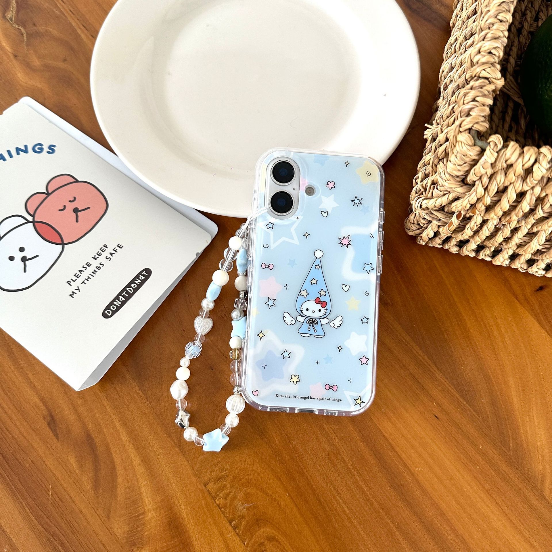 Sombrero largo estrella azul coreano KT para iPhone15/16 funda para teléfono móvil 14Pro femenino 16ProMax nuevo 13