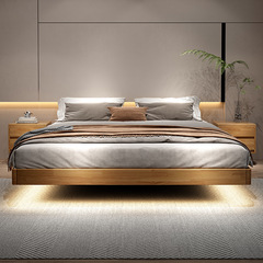 Xiaosi Furniture Internet celebrity Wabi-sabi floating bed tatami headless bed all solid wood platform bed bed and breakfast suspended bed frame
