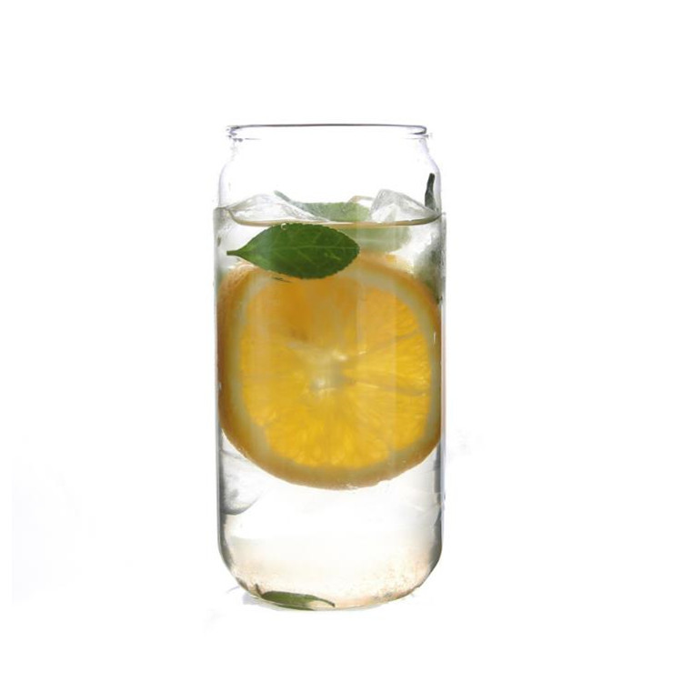 Taza de bebida de vidrio de borosilicato taza de té de leche de gran capacidad taza de jugo de vidrio transparente de forma de tarro de coque