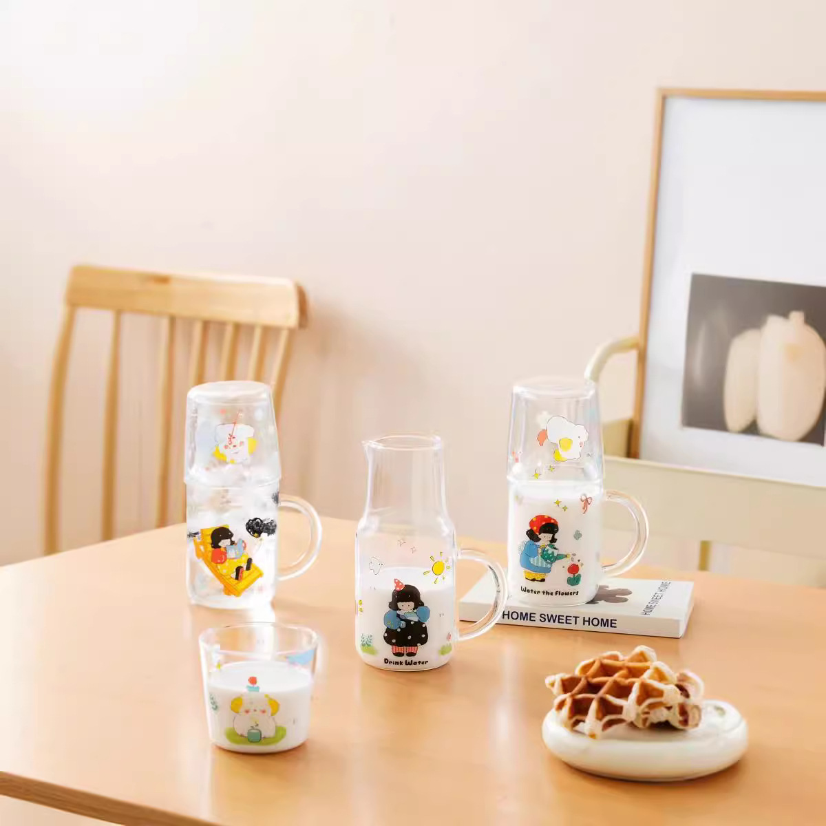 Personalidad creativa de vidrio de agua bebida taza de leche de dibujos animados de niña taza de silicona alta taza de marca acompañante regalo alto valor facial