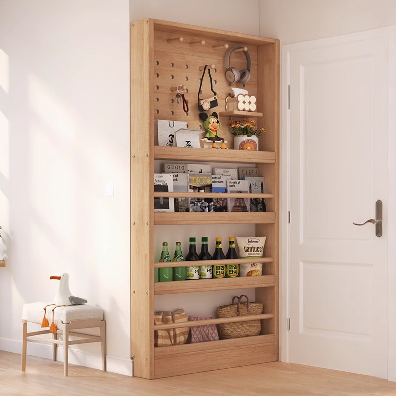 Estante trasero de puerta ultrafino, armario de almacenamiento con grietas, estantería de madera maciza de 10cm, tablero de agujeros, pared, armario para niños