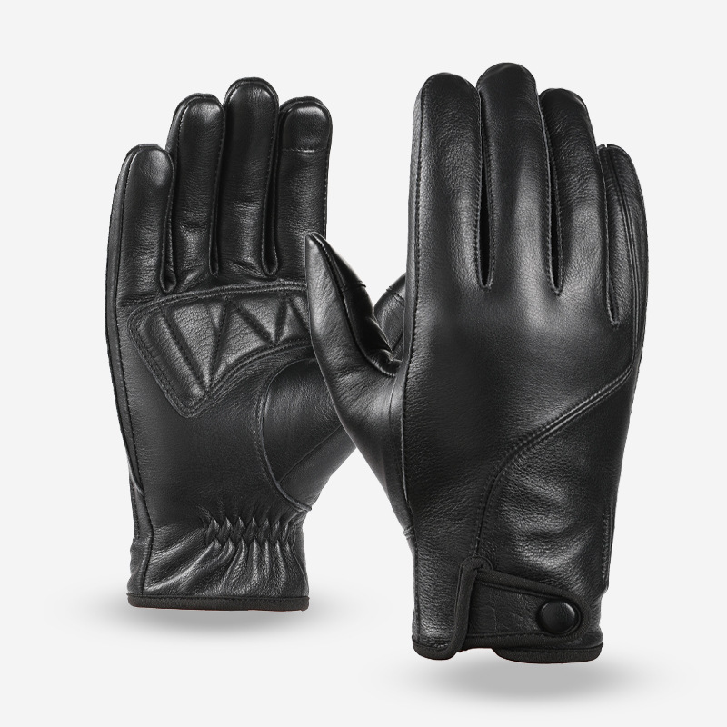 Guantes de cuero de vaca de cabeza para hombres motocicleta locomotora transfronteriza ciclismo caliente pantalla táctil invierno al aire libre guantes a prueba de viento
