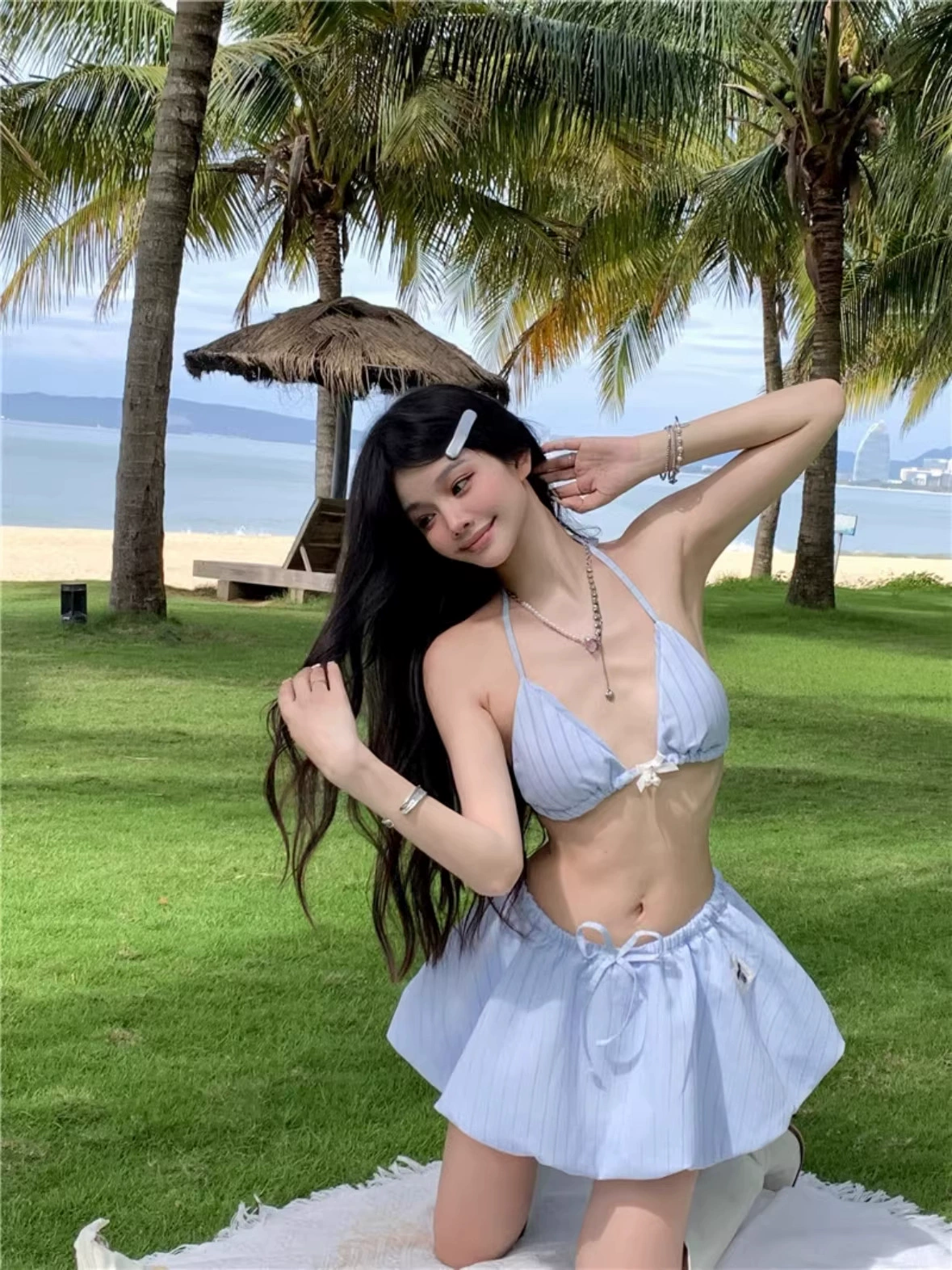 High-end swimwear, split uniform, set, polyester