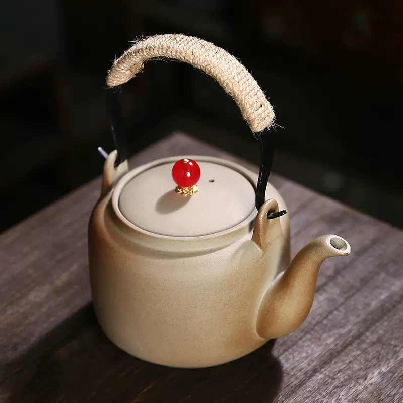 复古风粗陶陶瓷茶杯罐罐奶茶壶家用围炉煮茶公道杯提梁茶壶煮茶壶
