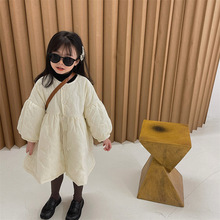 女童棉服冬季新款韩版刺绣泡泡袖加厚棉衣外套中小童一件代发