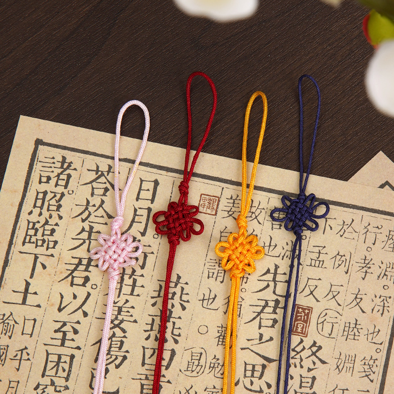 Monochrome Small Nylon Jade Thread Knot Chinese Knot Pendant Bookmark USB Flash Drive Jade Thread Small Tassel Handmade Manufacturer Wholesale