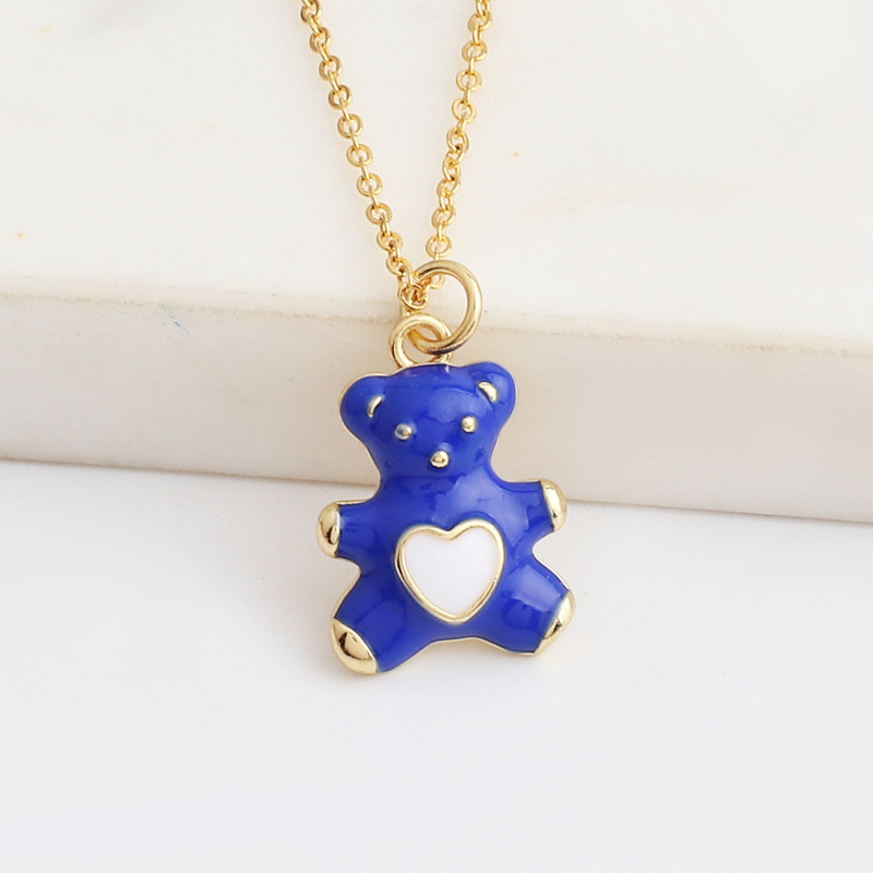 Cute Bear Copper Pendant Necklace Splicing Copper Necklaces