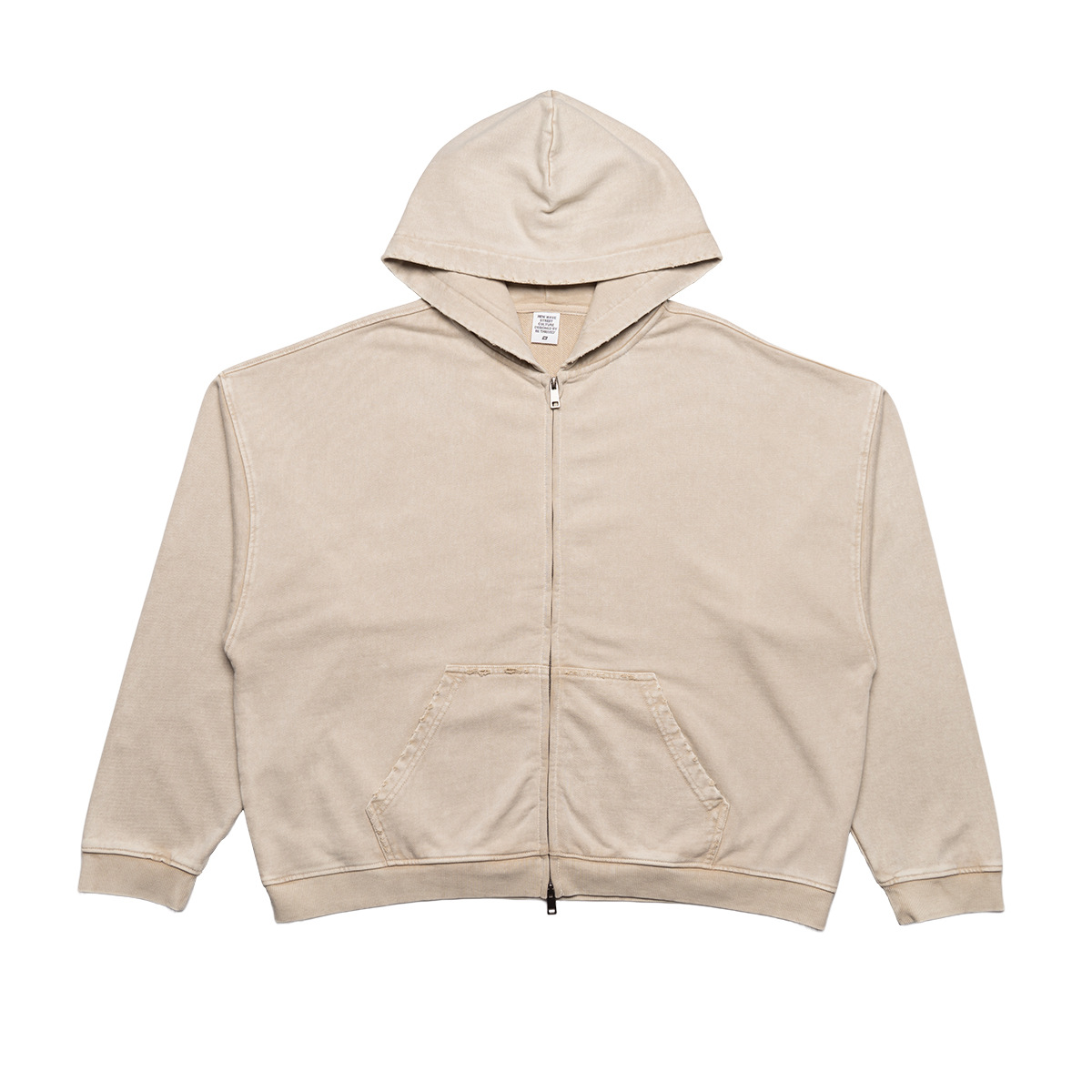 Calle seca americana retro calle larga suelta con cremallera suéter marca de moda hacer viejo lavado con agua chaqueta con capuz