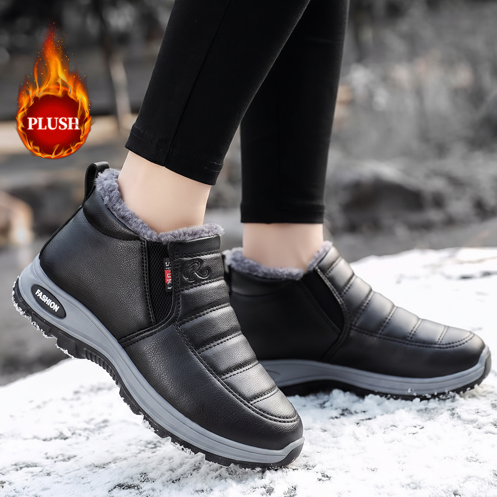 Zapatos de invierno de mujer zapatos de algodón de un pie zapatos casuales de mujer de suela gruesa, zapatos casuales de baja altura, al por mayor transfronterizos poco profundos image 3