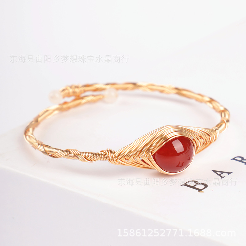 Organic agate onyx gold bracelet