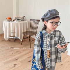 2024 spring new children's clothing children's spring Korean linen cotton shirt boys and girls shirt tops 123537