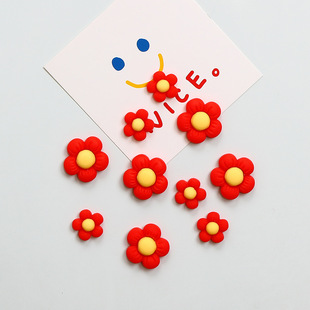 Kitchen Home Red Flower Magnetic Refrigerator Sticker Red Flower Whiteboard Creative Magnet Resin Crafts Decoration