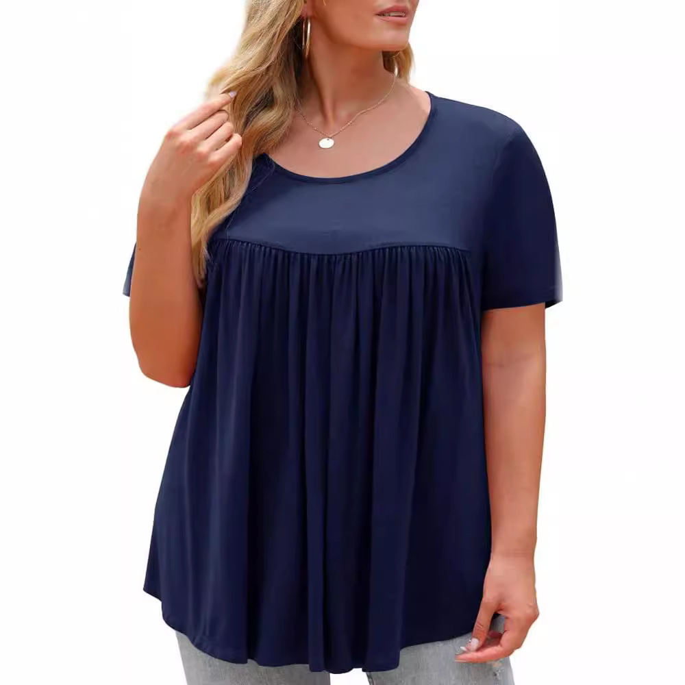 Europa y Estados Unidos transfronterizos nueva ropa de mujer 2025 Amazon estación independiente de verano cuello redondo camiseta de manga corta camiseta casual mujer
