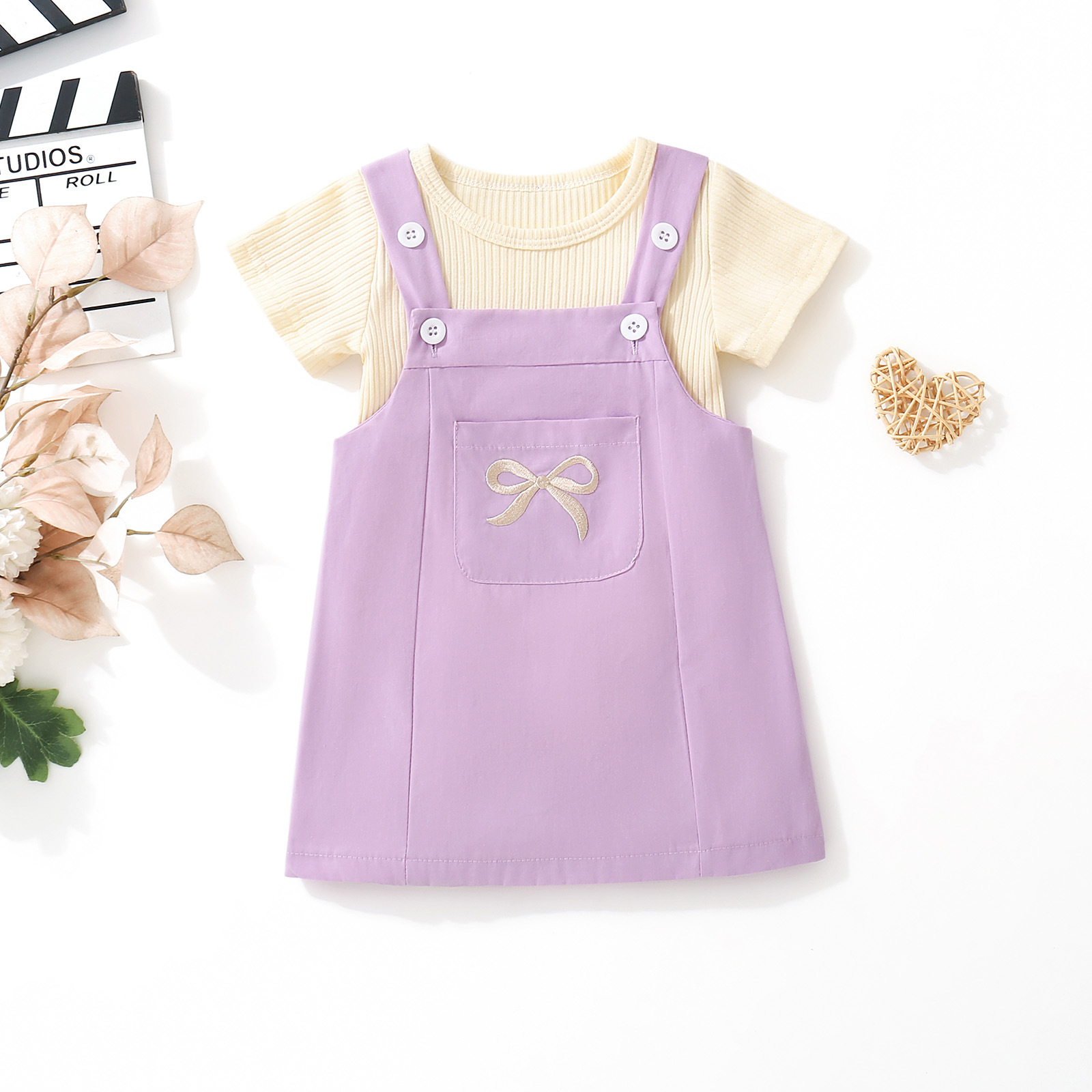 Cross-border baby purple blue pink baby girl sling dress butterfly embroidered base coat suit YT2587