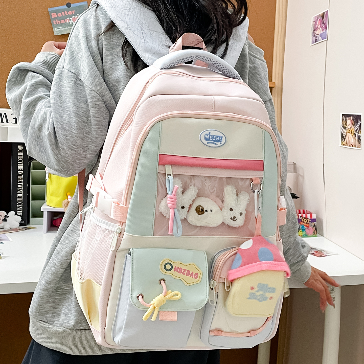 여중생을 위한 한국식 달콤한 배낭, 생일 배낭, 대용량 책가방, 멋진 학생 배낭, 트렌디함