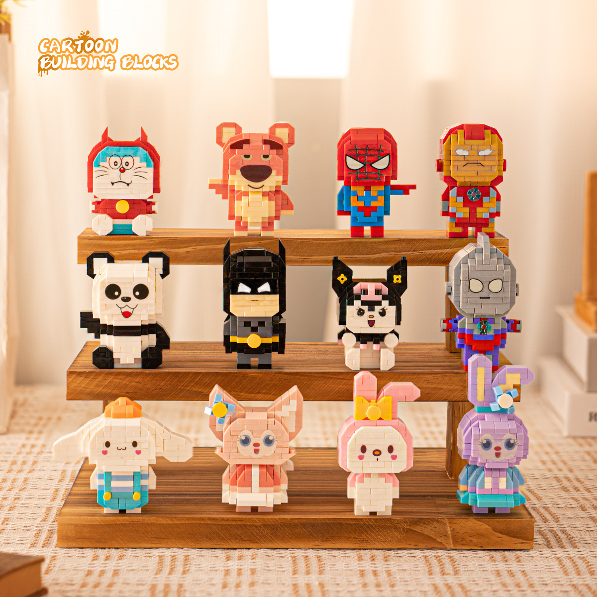 Compatible con Lego dibujos animados lindo muñeca montaje de bloques de construcción juguete decoración de escritorio caja ciega puesto al por mayor