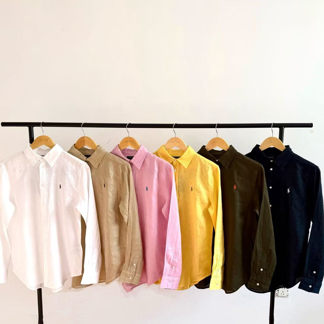 High-End Cross-Border Rl Ralph 100% Pure Linen Shirt with Pony Logo Embroidery, Old Money Style Long-Sleeve Sun Protection Shirt