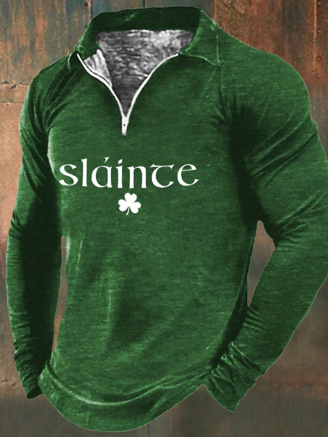 Camiseta de manga larga de estilo retro americano con estampado digital para hombre otoño nueva camisa POLO con cremallera MB14