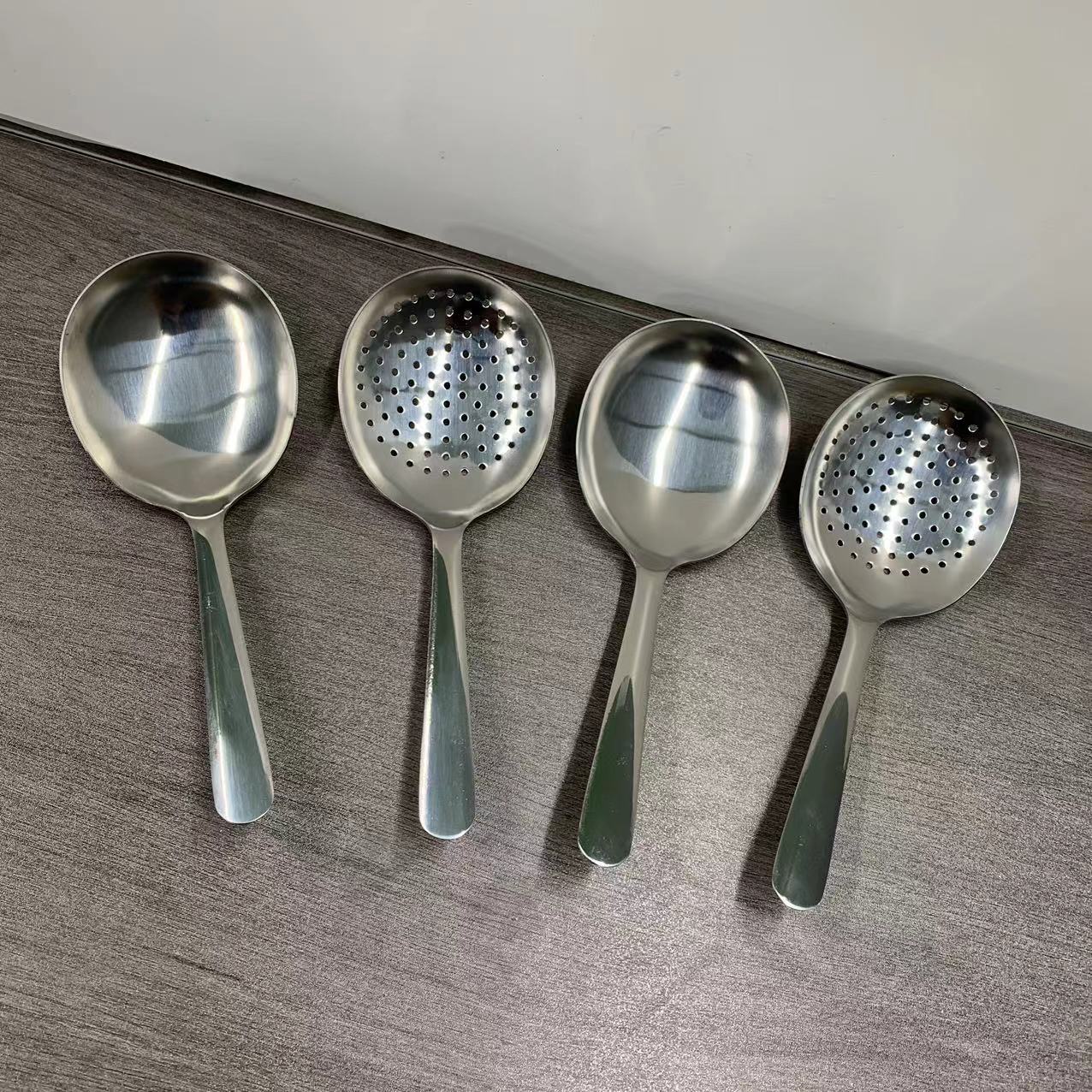 스테인레스 스틸 서빙 스푼 레스토랑 공용 필터 수프 밥 스푼 대형 실버 톤 수프 소쿠리 세트 스푼