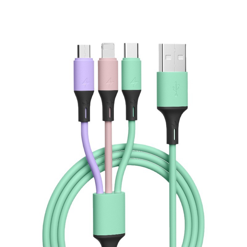 5A Fast Charging Three-in-one Liquid Data Cable Suitable For Apple, Android, And Huawei Phones, Gift Item_voghion.com