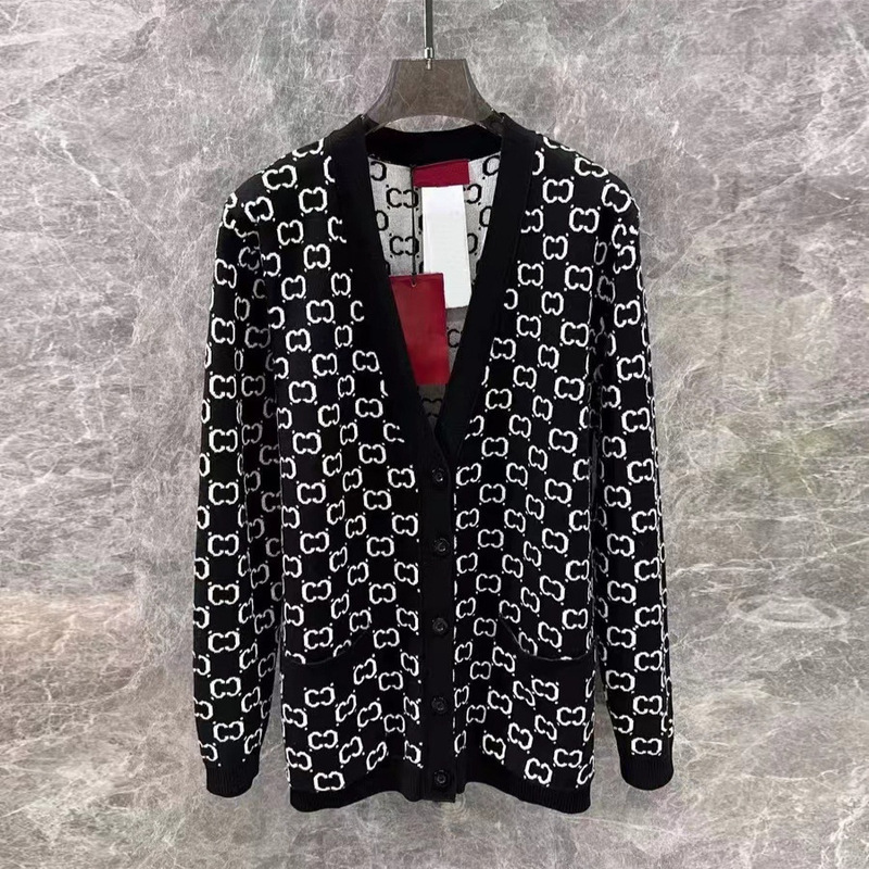 Shenzhen Nanyou Original Quality 26 Early Spring New Style Letter Jacquard Reversible Wool Knit Cardigan Long-Sleeve Jacket Shenzhen Nanyou Original Quality 26 Early Spring New Style Letter Jacquard Reversible Wool Knit Cardigan Long-Sleeve Jacket