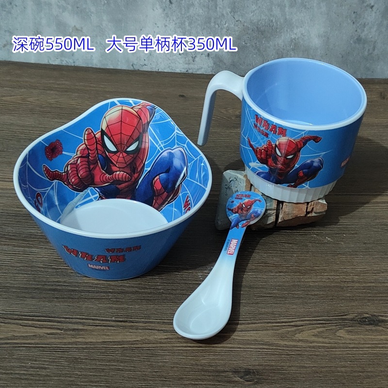 DT2516 스파이더맨 - 깊은 그릇 + 대형 싱글 핸들 컵 + 스푼