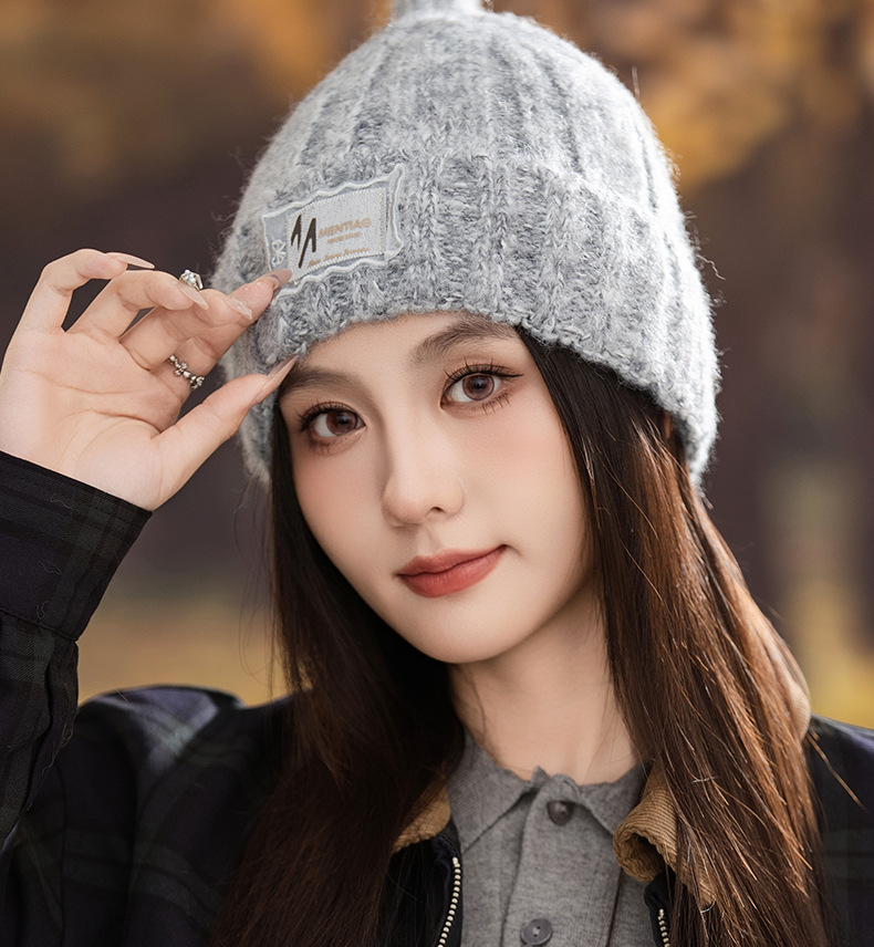 Dames gebreide wollen muts warme wintermuts met oorbescherming_voghion.com