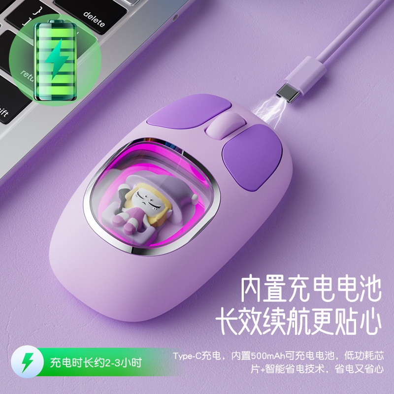 女の子用ワイヤレスマウス、サイレントオフィスコンピュータ、ノートブック、充電式、高価値ゲーム、Bluetooth携帯電話タブレット|undefined