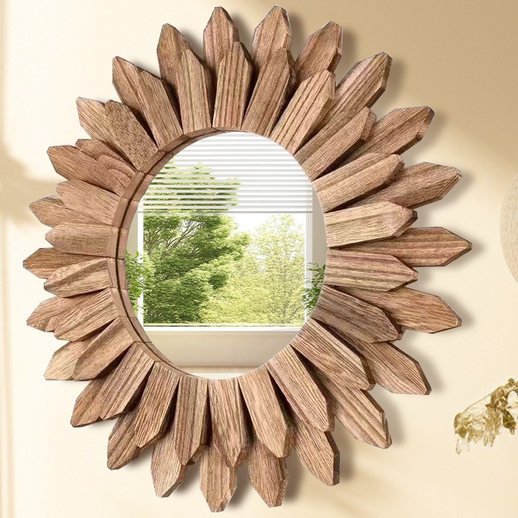 Espejo retro transfronterizo decorativo de estilo rústico vestidor colgante de pared espejo de viento occidental flor de pared belleza