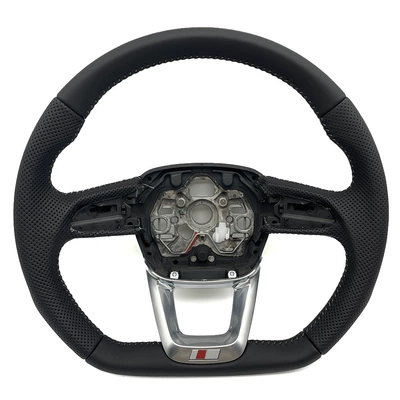 Suitable for Audi Q3 S model, semi-perforated with white stitching, no buttons, no paddles, without heated steering wheel base
