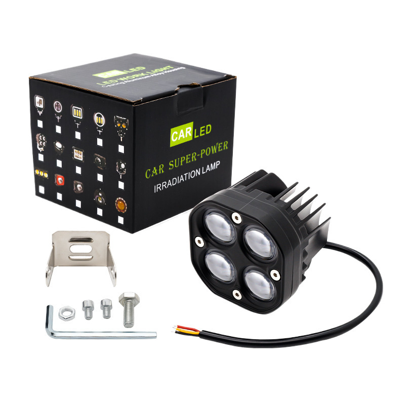 Luz de trabajo LED de automóvil amarillo y blanco luz auxiliar de doble luz 4 perlas 40W motocicleta vehículo todoterreno reforma proyecto de luz image 6