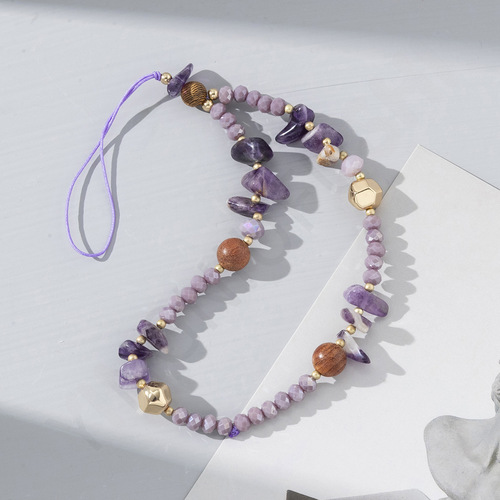 Amazon Summer New Natural Pebble Bead Phone Lanyard Chain Fashion Women's Short Phone Chain