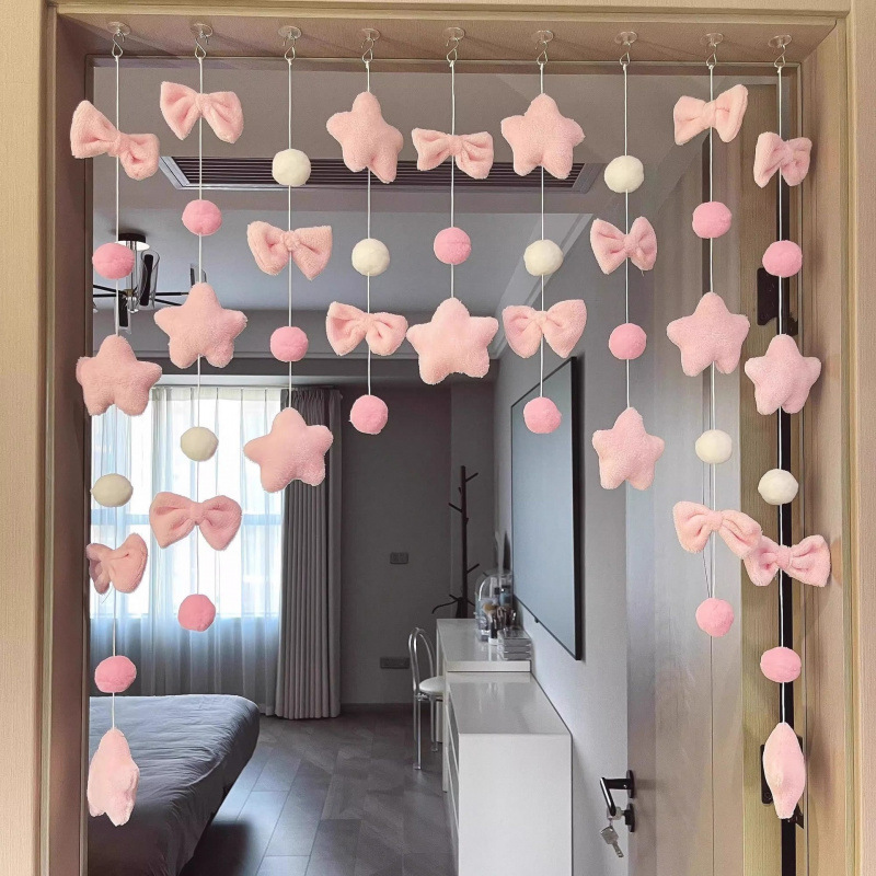 Simple door curtain partition for bedroom, fabric half curtain for bathroom, no-drill balcony curtain, kitchen decoration, no-drill installation