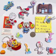 創意海綿寶寶冰箱貼一套卡通情侶結婚裝飾磁貼可愛外貿禮品貼留言