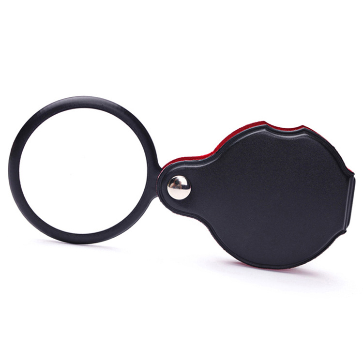 便携式50mm活柄折叠皮套放大镜 看书阅读口袋式促销赠品小礼物