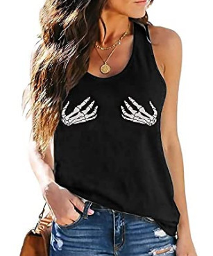eBay wish independent site finger print pattern printed sleeveless tank top T-shirt