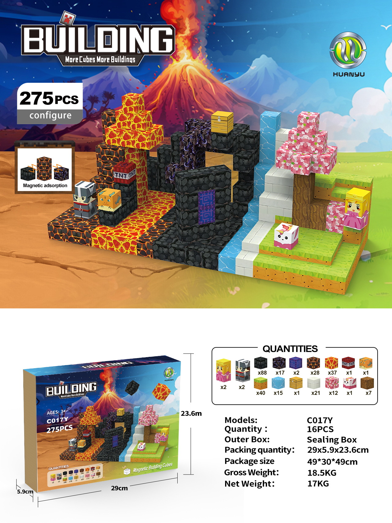 Transfronterizo Amazon MC My Cube World Juego de bloques de construcción magnética Bosque primitivo Partículas magnéticas Juguetes magnéticos