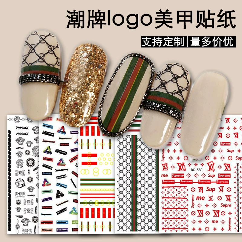 Модные брендовые наклейки для дизайна ногтей Легкие Роскошные Крупные брендовые универсальные японские наклейки для ногтей в стиле Chanel Наклейки с логотипом большого бренда Аксессуары для дизайна ногтей