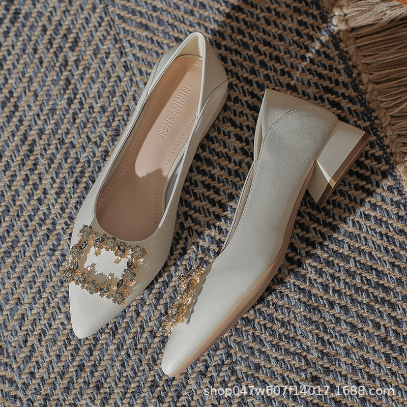 Jinfuli S600-13 Genuine Leather Women's Shoes 2024 New Soft Leather Soft Sole Casual Versatile Fashionable Mid-Heeled Shoes Jinfuli S600-13 Genuine Leather Women's Shoes 2024 New Soft Leather Soft Sole Casual Versatile Fashionable Mid-Heeled Shoes