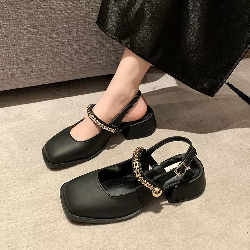 Французские одиночные туфли Женская весна 2024 новый стиль с юбкой ретро квадратная голова нежный темперамент