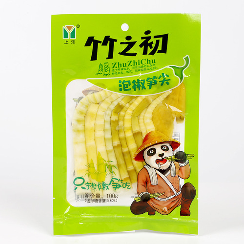 Bamboo Shoot Tips Pickled in Chili Pepper 90g Sichuan Specialty Fresh Tender Bamboo Shoots Snack Small Bag Packaging Ready-to-Eat Crispy Bamboo Shoots